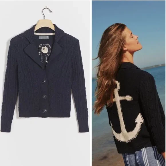 Anchors Away! Cableknit Cardigan NWT S - Picture 1 of 14